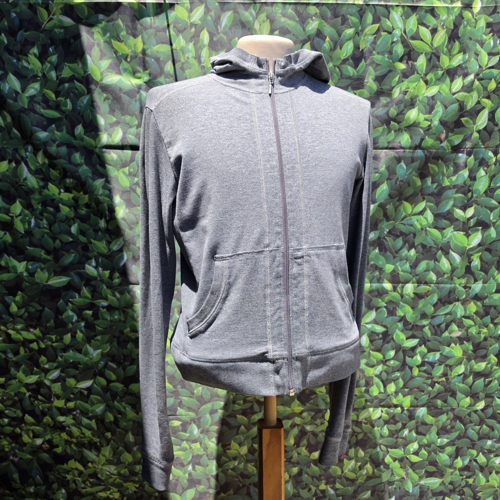 Lucy Gray Full Zip Hoodie Jacket Medium Stretch Cotton Blend USA Made Active